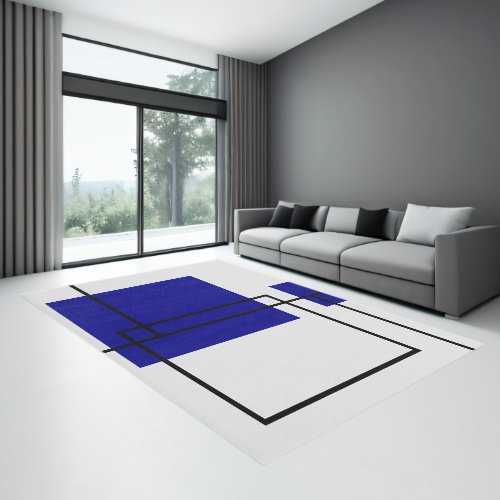 Modern Minimalist Geometric Grey Blue Black Classy Rug