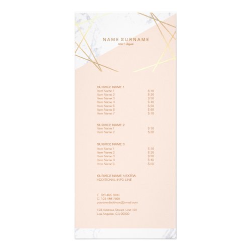 Modern Minimalist Geometric Marble Gold Light Pink Rack Card