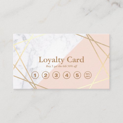 Modern Minimalist Geometric Marble Gold Loyalty Business Card