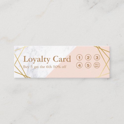 Modern Minimalist Geometric Marble Gold Loyalty Mini Business Card