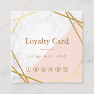 Modern Minimalist Geometric Marble Gold Loyalty Square Business Card