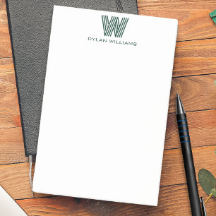 Modern Minimalist Geometric Monogram Custom Green Post-it Notes