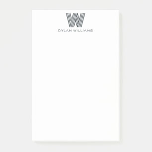 Modern Minimalist Geometric Monogram Custom Post-it Notes