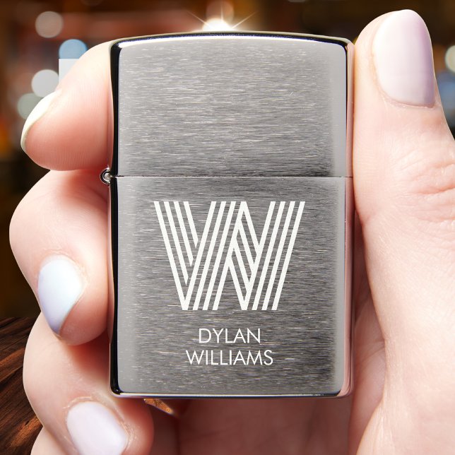 Modern Minimalist Geometric Monogram Personalized Zippo Lighter (Creator Uploaded)