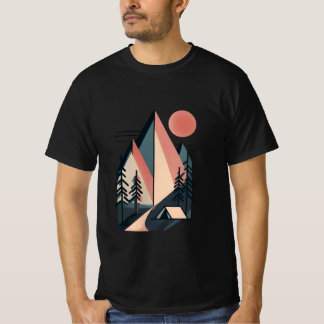 Modern Minimalist Geometric Mountain Camp Outdoor  T-Shirt