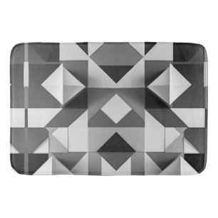 Modern Minimalist Geometric pattern Black, White  Bath Mat