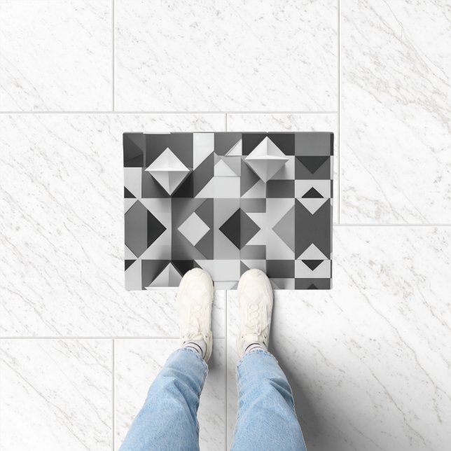 Modern Minimalist Geometric pattern Black, White  Doormat (Indoor)