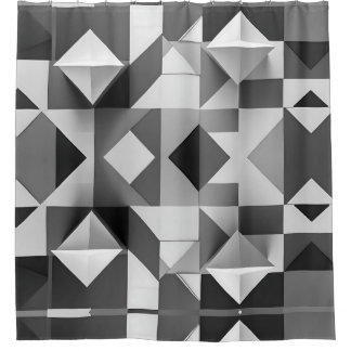 Modern Minimalist Geometric pattern Black, White Shower Curtain
