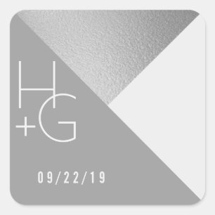 Modern Minimalist Geometric Wedding Square Sticker