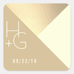 Modern Minimalist Geometric Wedding Square Sticker