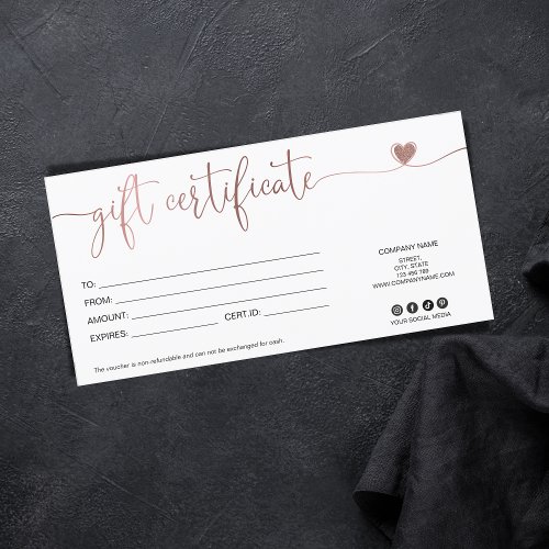 modern minimalist gift card certificate add logo