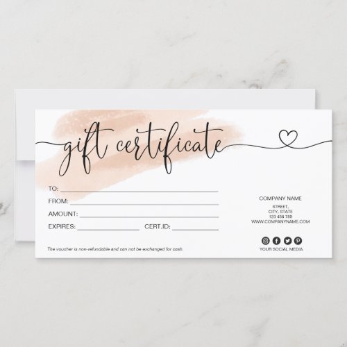 modern minimalist gift card certificate add logo