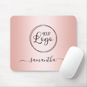 Modern Minimalist Girly Rose Gold Gradient Logo Mouse Pad