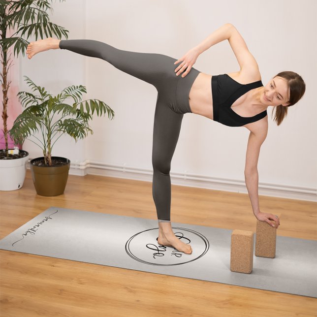 Modern Minimalist Girly Silver Grey Gradient Logo Yoga Mat (Modern Minimalist Girly Silver Grey Gradient Logo Yoga Mat)