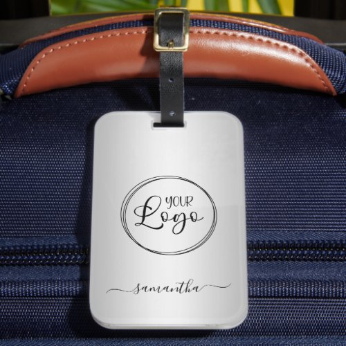 Modern Minimalist Girly Silvery Grey Gradient Logo Luggage Tag
