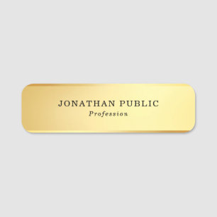 Modern Minimalist Glamour Gold Template Elegant Name Tag