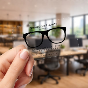 Modern Minimalist Glasses Professional Optometrist Clear Business Cards