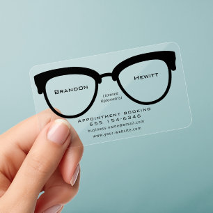 Modern Minimalist Glasses Professional Optometrist Clear Business Cards