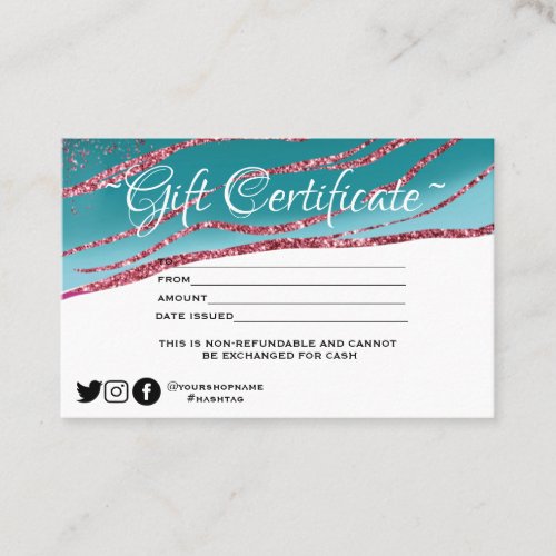 Modern minimalist glitter  Gift certificate