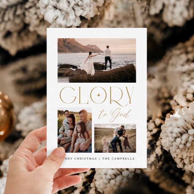 Modern Minimalist Glory To God Christmas Photo Holiday Card (Modern Minimalist Glory To God Christmas Photo Holiday Card)
