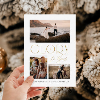 Modern Minimalist Glory To God Photo Christmas Holiday Card