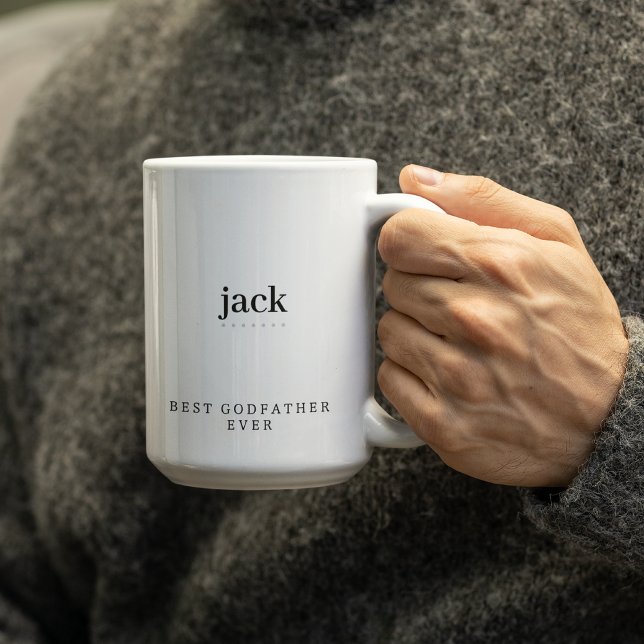 Modern Minimalist Godfather Ever Personalized Two-Tone Coffee Mug (Creator Uploaded)