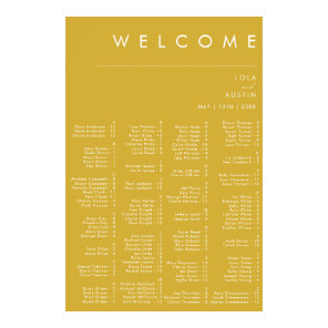 Modern Minimalist Gold Alphabetical Seating Chart