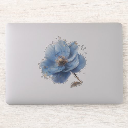 Modern Minimalist Gold and Blue Poppy