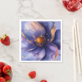 Modern Minimalist Gold and Purple Wedding  Napkins