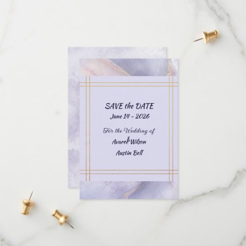 Modern Minimalist Gold and Purple Wedding  Save The Date