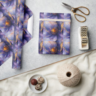 Modern Minimalist Gold and Purple Wedding  Wrapping Paper