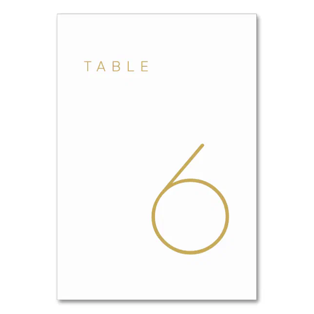 Modern Minimalist Gold and White Table Number Zazzle