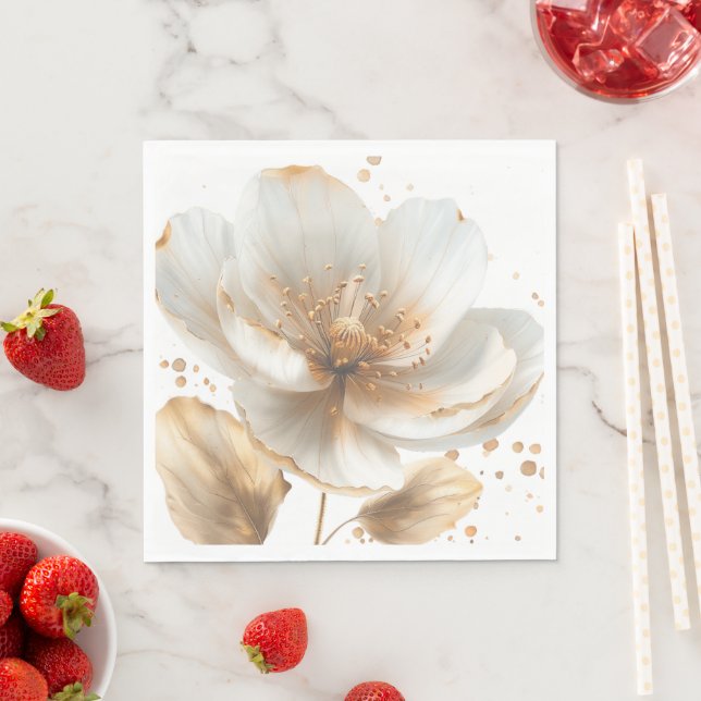 Modern Minimalist Gold and White Wedding Napkins (Insitu)