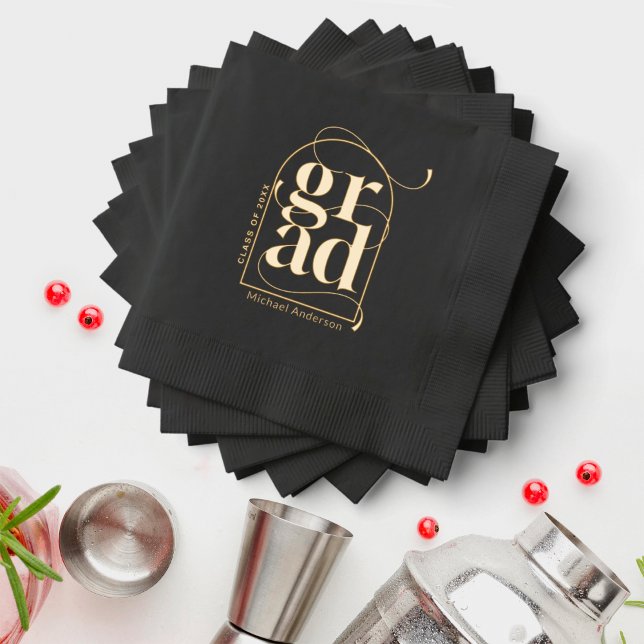 Modern Minimalist Gold Arch Graduation Party Foil Napkins (Creator Uploaded)