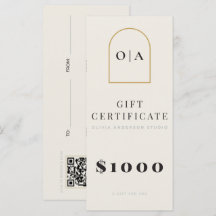 Modern Minimalist Gold Arch Salon Gift Certificate