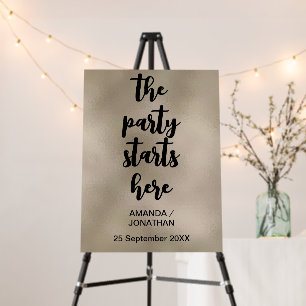 Modern Minimalist Gold Black Wedding Welcome Sign