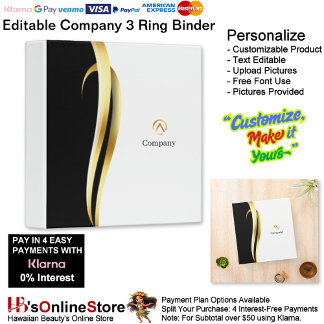 Modern Minimalist Gold Black White Business 3 Ring Binder