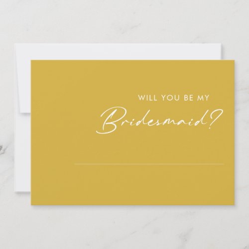 Modern Minimalist Gold Bridesmaid Proposal Card