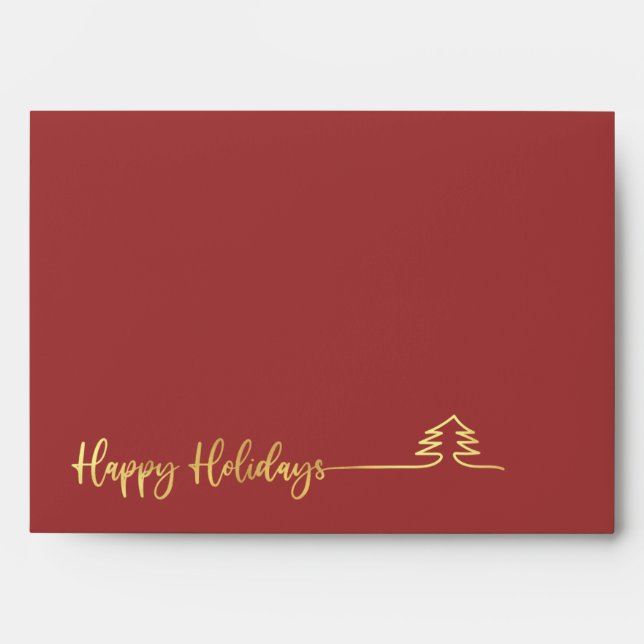 Modern minimalist gold calligraphy Happy Holidays Envelope (Front)