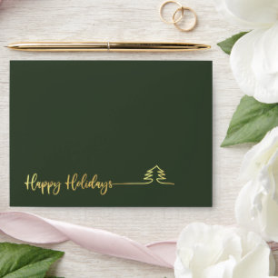Modern minimalist gold calligraphy Happy Holidays Envelope