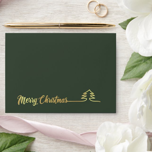 Modern minimalist gold calligraphy Merry Christmas Envelope (Wedding)
