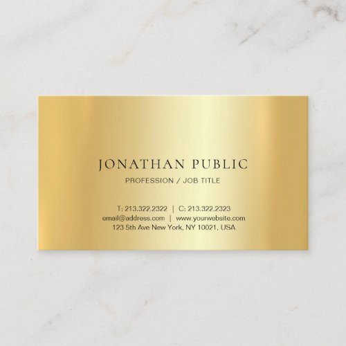 Modern Minimalist Gold Design Elegant Template Business Card
