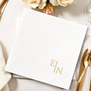 Modern Minimalist Gold Foil Monogram Napkins