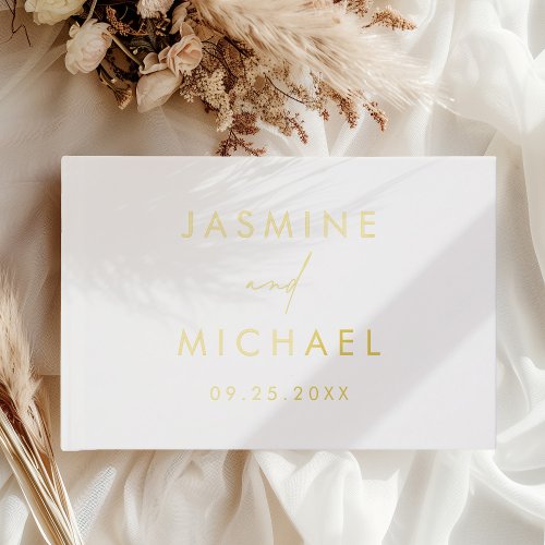 Modern Minimalist Gold Foil Photo Wedding Foil Guest Book