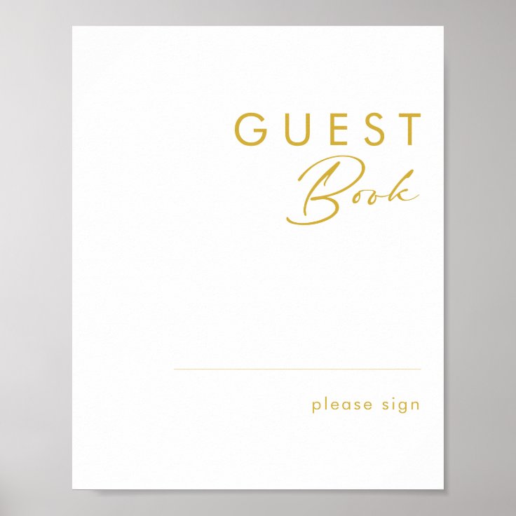 Modern Minimalist Gold Font Guest Book Sign | Zazzle