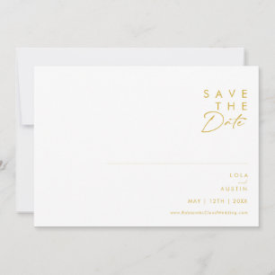 Modern Minimalist Gold Font Horizontal Save The Date