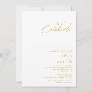 Modern Minimalist Gold Font Let's Celebrate Invitation