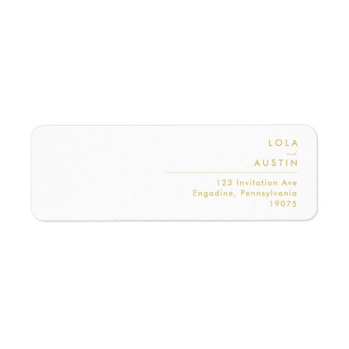 Modern Minimalist Gold Font Return Address Label