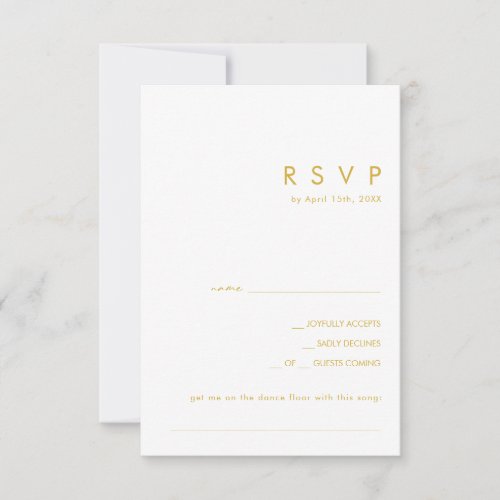 Modern Minimalist Gold Font Song Request RSVP Card
