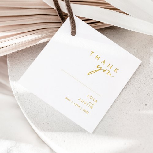 Modern Minimalist Gold Font Thank You Favor Tags